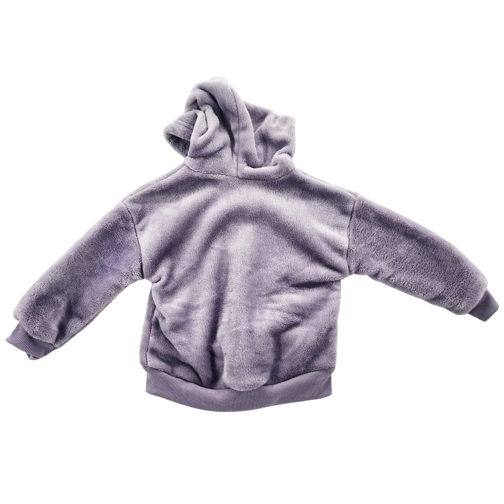 Disney Stitch Angel Girls Purple Faux Fur Zip Up Hoodie Jacket‎ 2T NWT - Picture 2 of 5